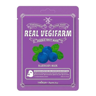 Тканинна маска FORTHESKIN SUPER FOOD REAL VEGIFARM DOUBLE SHOT MASK-Blueberry 23ml