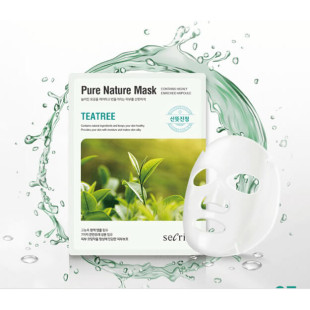 Маска тканевая успокаивающая с маслом чайного дерева Secriss Pure Nature Teatree Mask 25ml