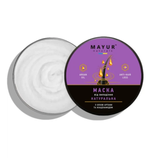 Маска для волос натуральная против выпадения регенерирующая с аргановым маслом и ниаценамидом, ТМ Mayur