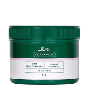 Тонер-педы успокаивающие с экстрактом центели VT Cosmetics Cica Mild Toner Pad 60ea, 130ml