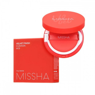 Тональний кушон для обличчя Missha Velvet Finish Cushion SPF50+/PA+++ 21 СвітлоБежевий