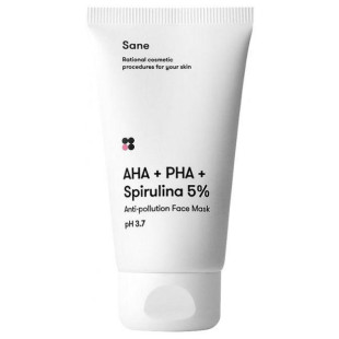 Маска для лица против токсинов с AHA + PHA + Спирулина 5% Sane AHA + PHA + Spirulina 5% Anti-pollution Face Mask 75ml