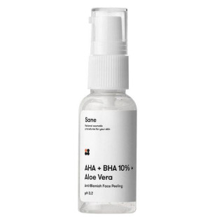 Пилинг для лица с экстрактом алоэ + AHA + BHA 10% Sane Aloe Vera Peeling Solution 30ml