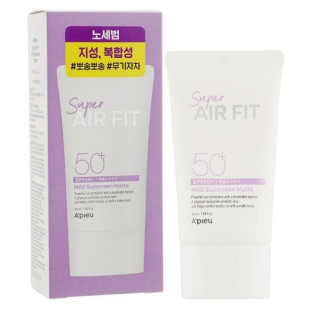 Солнцезащитный матовый крем A'PIEU SUPER AIR FIT MILD SUNSCREEN MATTE SPF50+/PA++++ 50ml