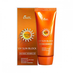 Крем солнцезащитный водостойкий для лица с экстрактом алоэ Ekel UV Sun Block Cream SPF50/PA+++ 70m