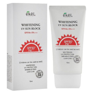Солнцезащитный крем с эффектом освещения EKEL Whitening UV Sun Block SPF 50 PA+++ 70ml