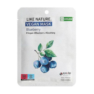 Тканинна маска для обличчя з екстрактом чорниці Eyenlip Like Nature Vegan Mask Pack # Blueberry x 1e