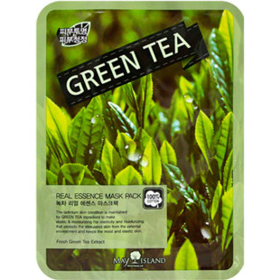 Тканинна маска з екстрактом зеленого чаю для обличчя May Island Real Essense Green Tea Mask Pack 25ml