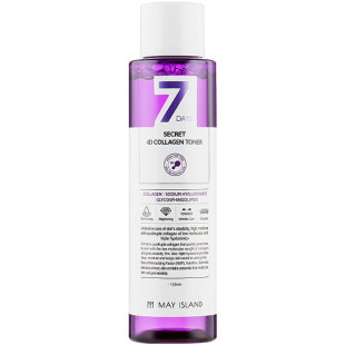 Тонер зволожуючий з колагеном May Island Seven Days Secret 4D Collagen Toner 155ml