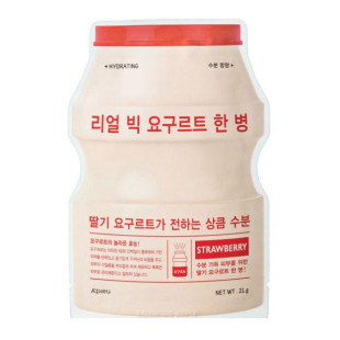 Осветляющая маска с экстрактом клубники A'Pieu Real Big Yogurt One-Bottle Strawberry 21g