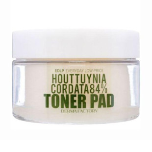 Тонер-педы для лица с экстрактом цветка хауттюйнии Derma Factory Houttuynia Cordata 84% Toner Pad