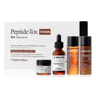 Набір антивікових засобів для обличчя Medi Peel Bor-Tox 5 Peptide Multi Care Kit: Тонер Medi-Peel Bor-Tox 5 Peptide Toner, 30ml Емульсія Medi-Peel Bor-Tox 5 Peptide Emulsion, 30ml Сироватка Medi-Peel Bor-Tox 5 Peptide Ampoule, 30ml Крем Medi-Peel Bor-Tox