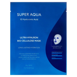 Ультразволожуюча тканинна маска з гіалуроновою кислотою Missha Super Aqua Ultra Hyalron Bio Cellulos