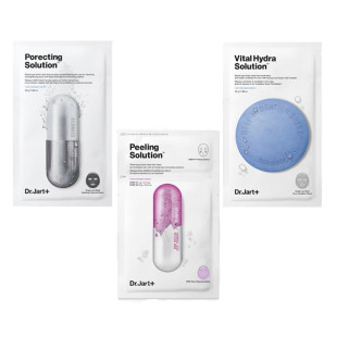 Набір із трьох масок Dr. Jart Dermask Ultra Jet Peeling Solution, Dermask Ultra Jet Porecting Solution, Dermask Waterjet Vital Hydra Solution