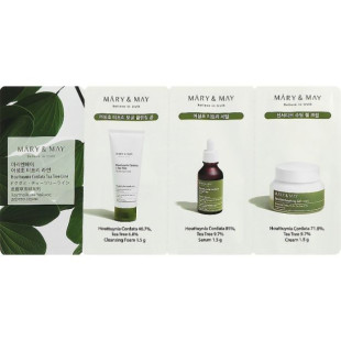 Набор миниатюр Mary & May Houttuymia Cordata Tea Tree Line Sachet (Cleansing Foram1,5g + Serum1,5g+