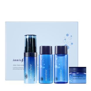 Набір: Тонер, Есенція, Лосьйон І Крем Для Обличчя З Вулканічною Морською Водою Innisfree Jeju Lava S