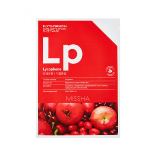 Тканинна маска з лікофеном для вирівнювання тону та пілінгу шкіри Missha Phytochemical Skin Suppleme