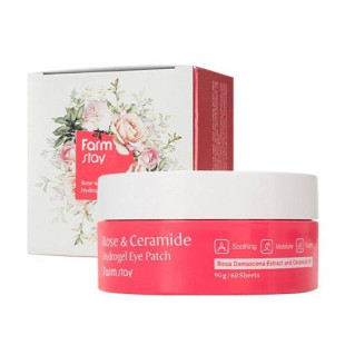 Патчи гидрогелевые для увлажнения кожи с розой и керамидами FarmStay Rose & Ceramide Hydrogel Ey