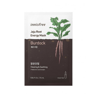 Innisfree Jeju Root Energy Mask 25ml * 1ea #Burdock. Очищаюча та заспокійлива тканинна маска з екстр