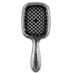 Расческа для волос лимитированная серебристая линейка с черным Janeke Superbrush