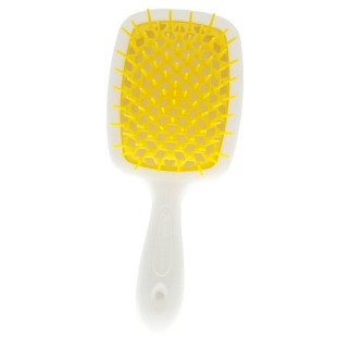 Расческа для волос массажная белая с желтым Janeke Superbrush