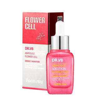 Омолаживающая сыворотка ампульная с фитостволовыми клетками FarmStay DR.V8 Ampoule Solution Flower Cel