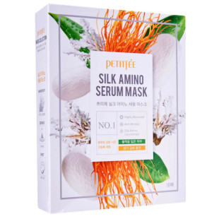 Маска тканинна відновлюючий з протеїнами для обличчя Petitfee&Koelf Silk Amino Serum Mask 25g (10 шт)